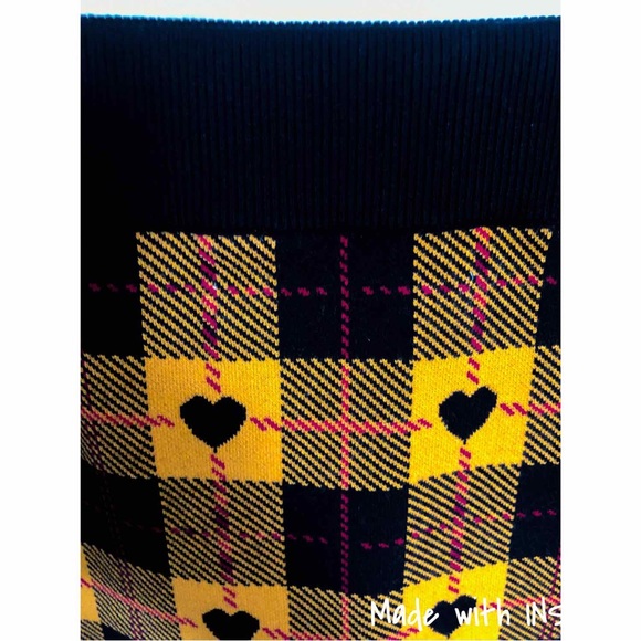 Alessandra Rich yellow heart check-pattern pencil skirt - Picture 9 of 12